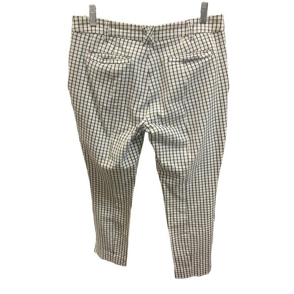 Anthropologie The Essential Slim Trousers Cream/Black Plaid Pants SZ 8 - Picture 8 of 12